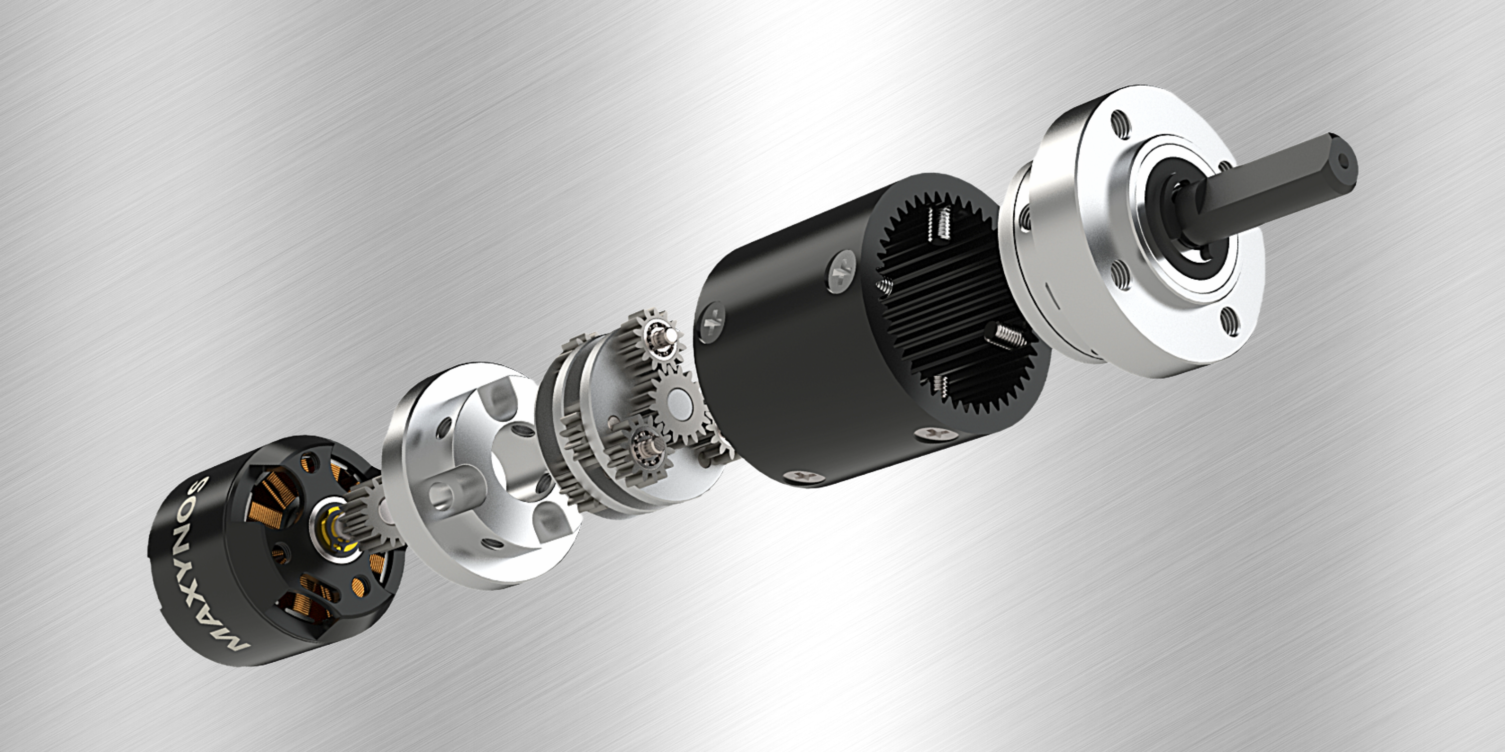 THOR 2830 Exploded View Motor components on a gray background