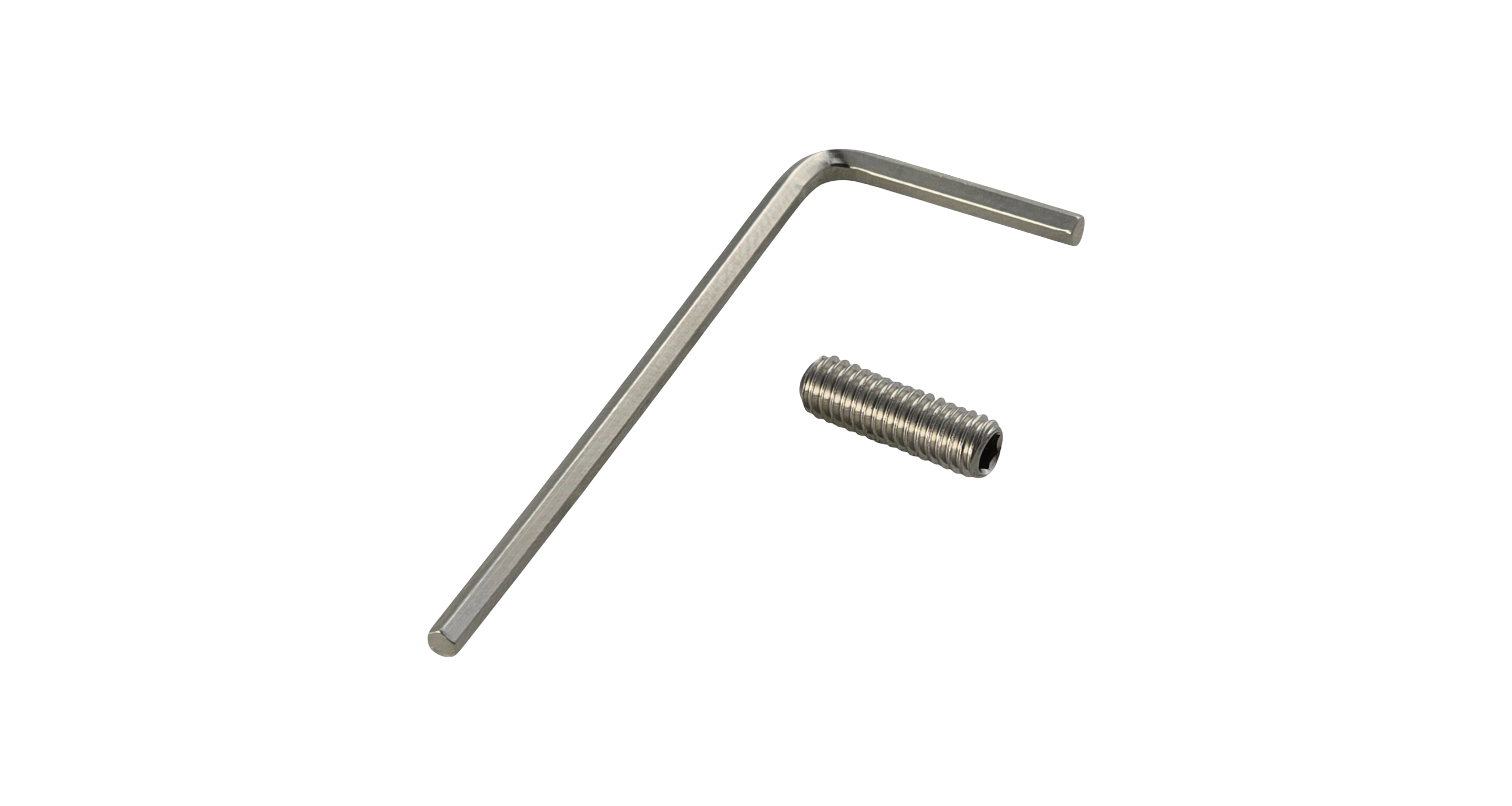Metal Allen wrench and spring on a white background