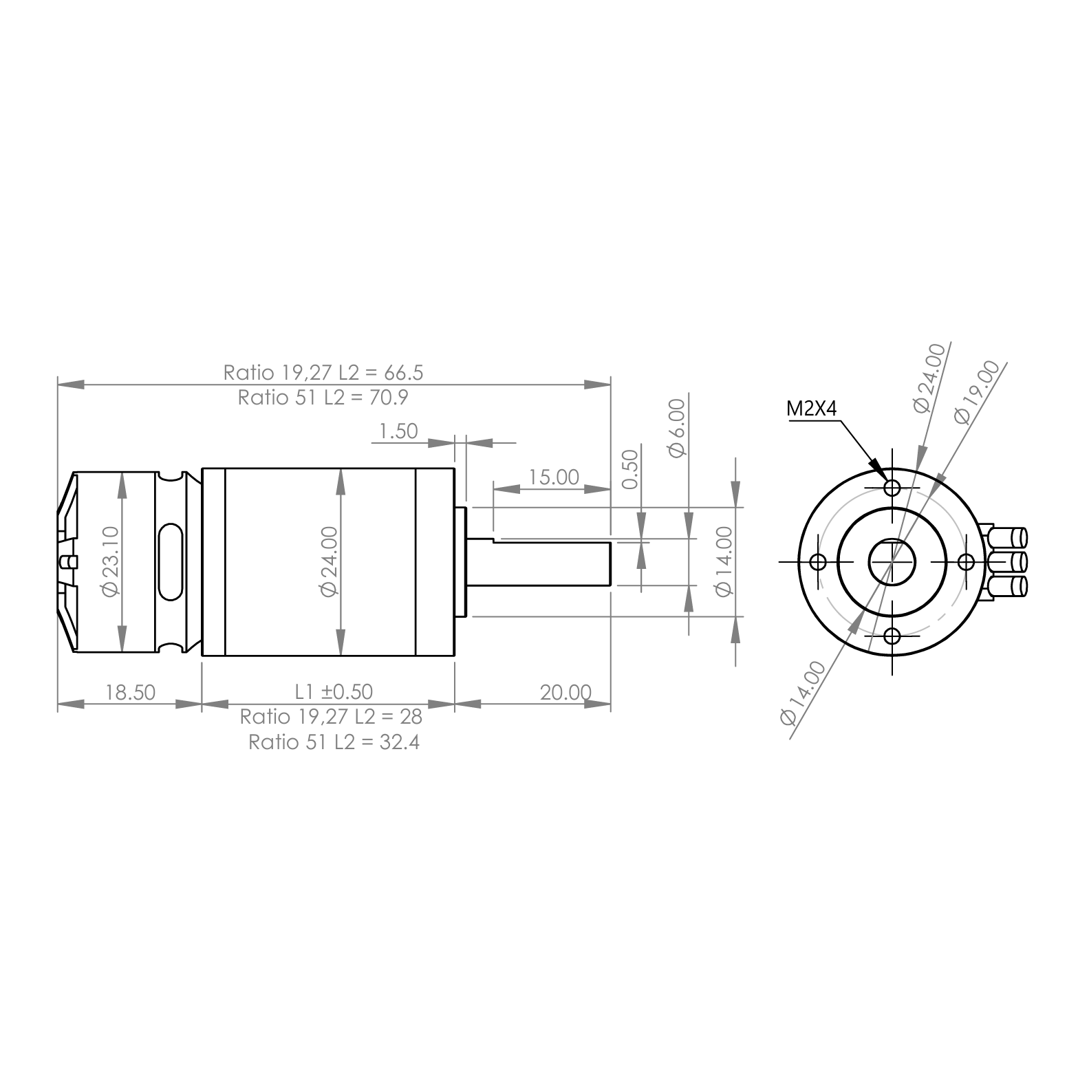 Maxynos thor 2318 motor 2d dimensions in mm