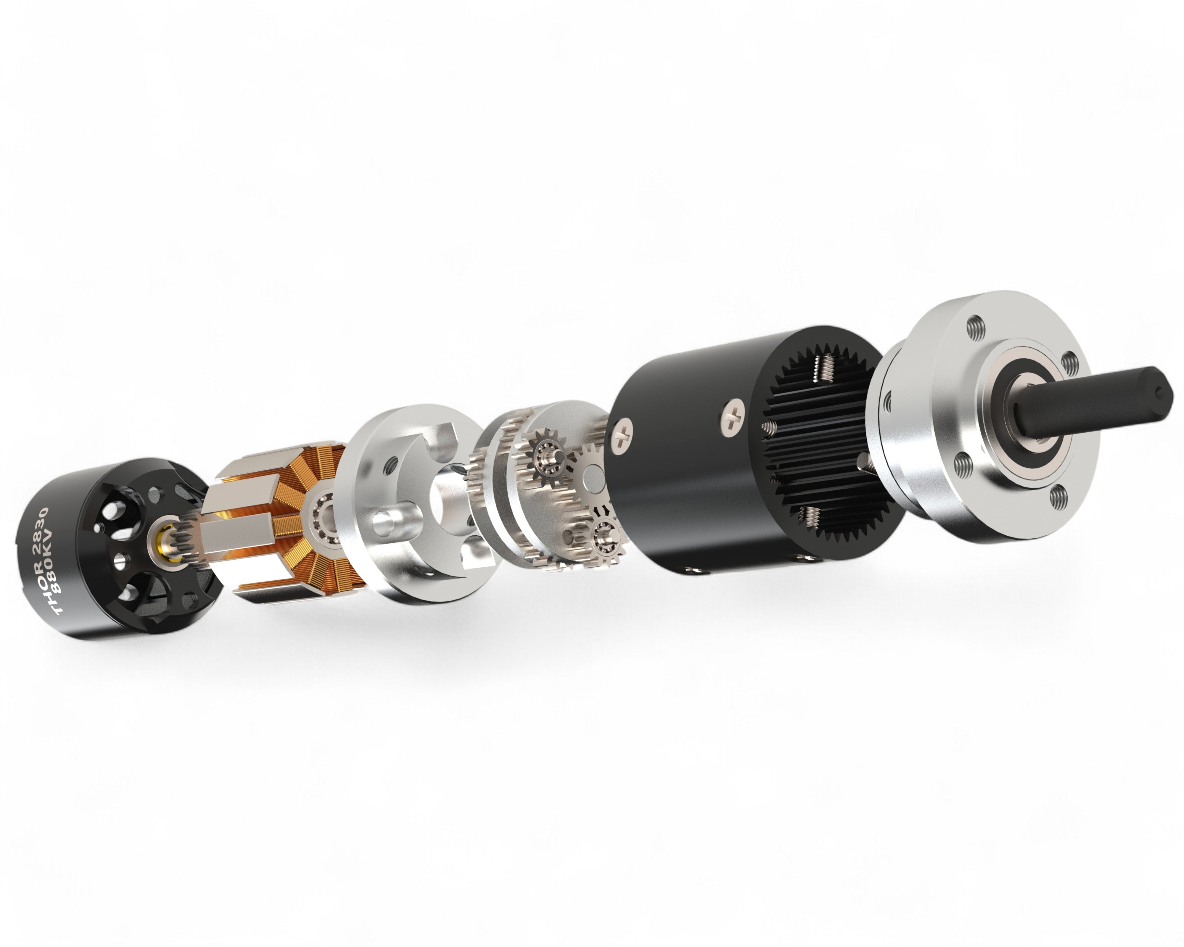 Maxynos THOR gearbox brushless DC Motor exploded view